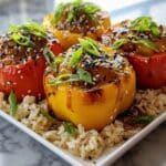 Teriyaki Pineapple Chicken & Rice Stuffed Peppers Delight
