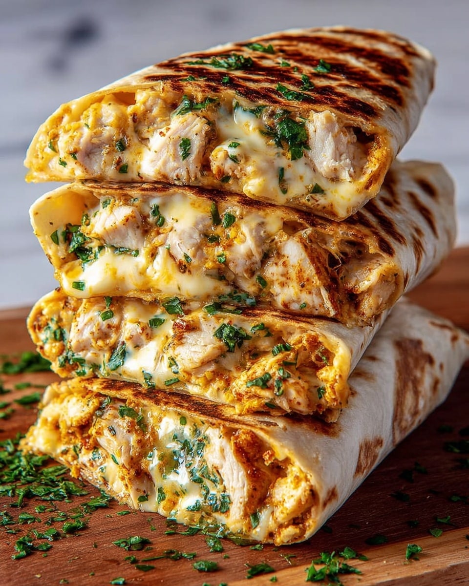 Cheesy Garlic Chicken Wraps