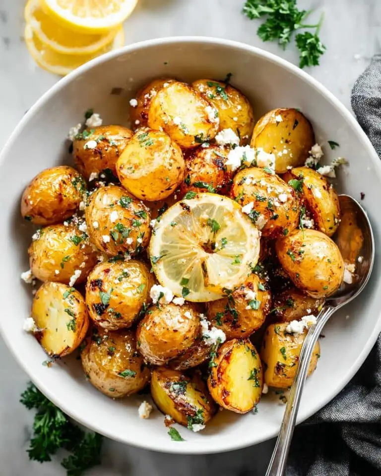 Greek Lemon Feta Roast Potatoes Recipe