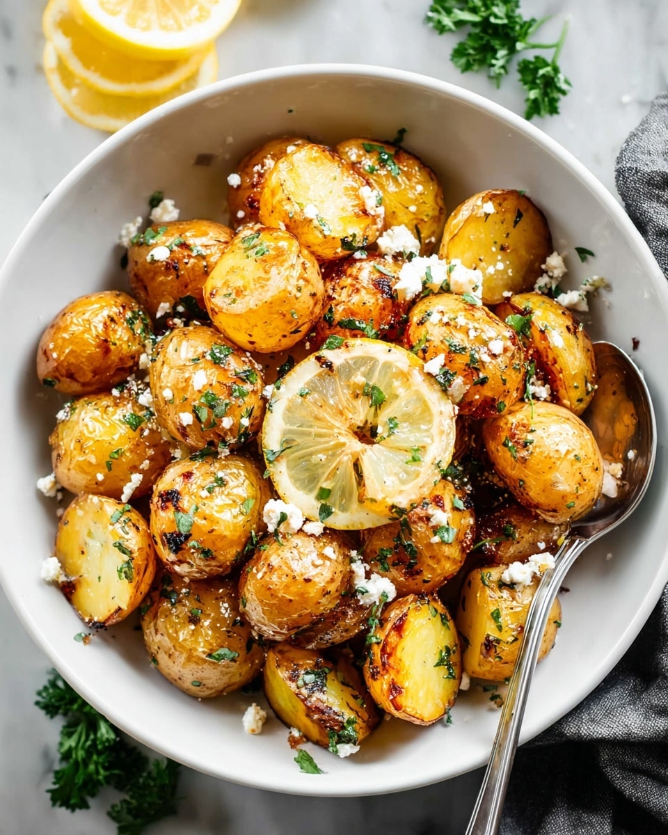 Greek Lemon Feta Roast Potatoes Recipe