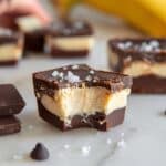 Chocolate Peanut Butter Banana Frozen Greek Yogurt Bites