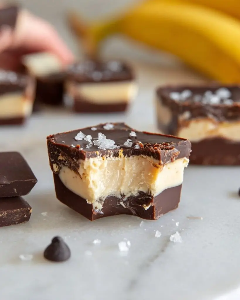 Chocolate Peanut Butter Banana Frozen Greek Yogurt Bites