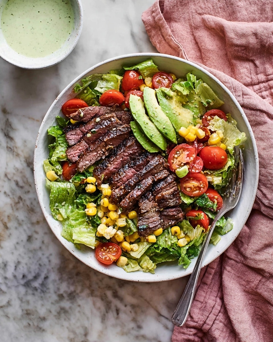 Loaded Steak Salad Bowl with Yogurt Green Recipe