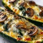 Spinach, Mushroom, and Ricotta Stuffed Zucchini Recipe