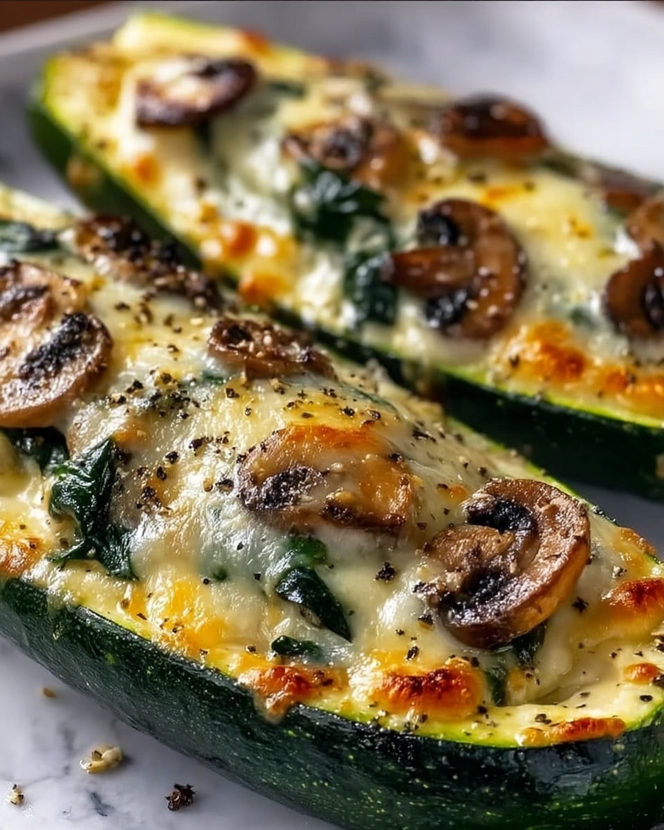 Spinach, Mushroom, and Ricotta Stuffed Zucchini Recipe