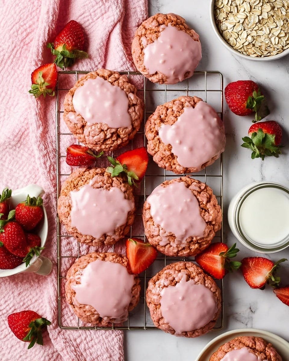 Strawberry Iced Oatmeal Cookies Recipe