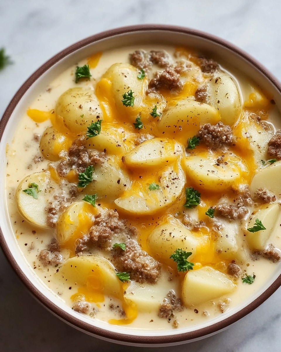 Cheesy Hamburger Potato Soup Recipe