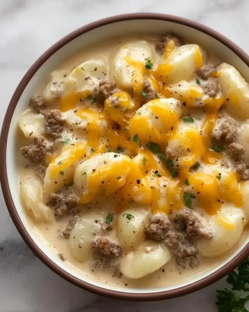 Cheesy Hamburger Potato Soup Recipe