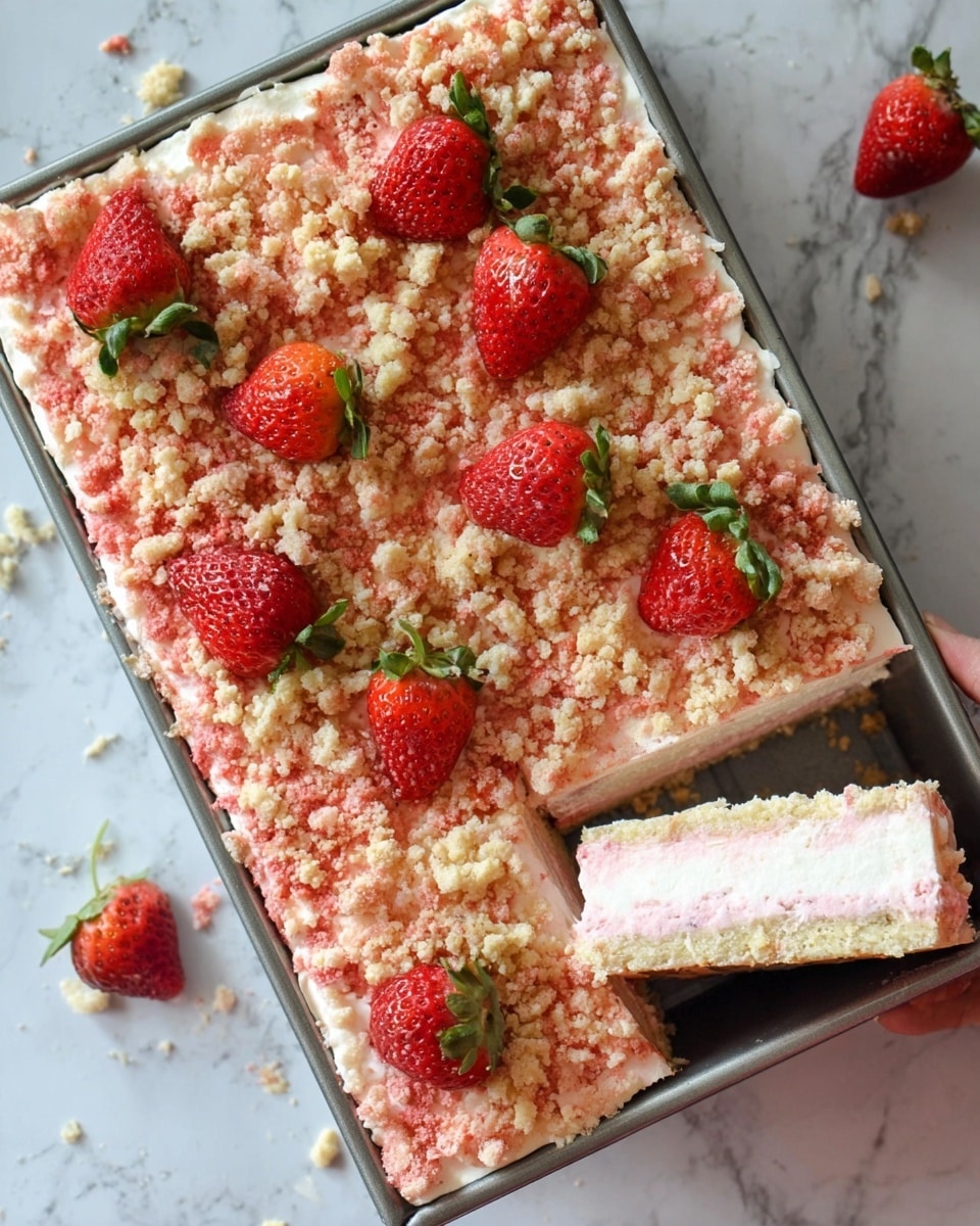 Strawberry Crunch Poke Cake Recipe