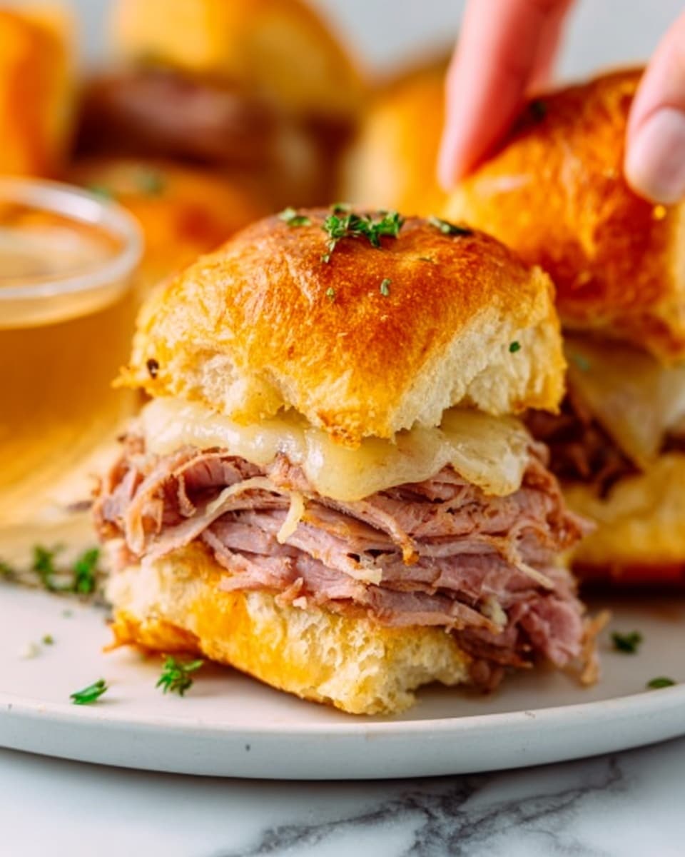 French Dip Slider Sandwiches with Roast Beef and Swiss Cheese Recipe