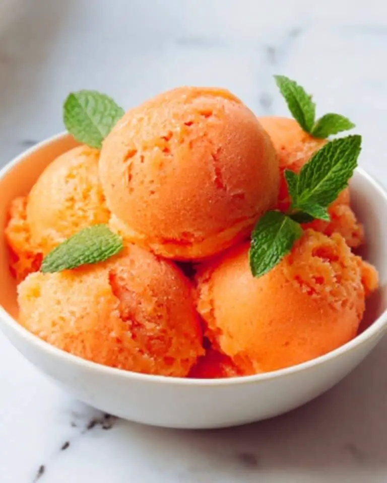 No Churn Creamy Peach Sorbet Recipe