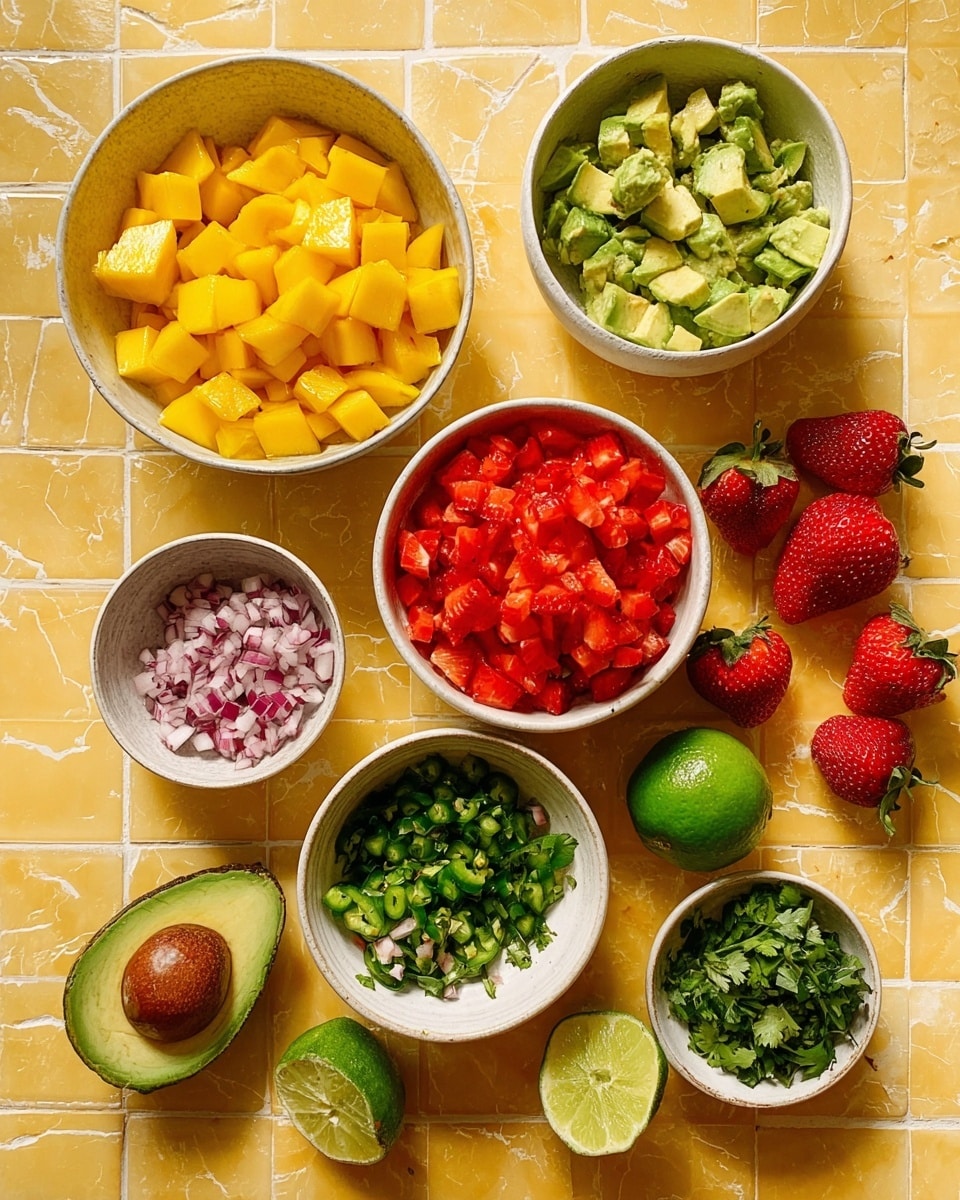 Bright and Fresh Avocado Strawberry Mango Salsa Recipe