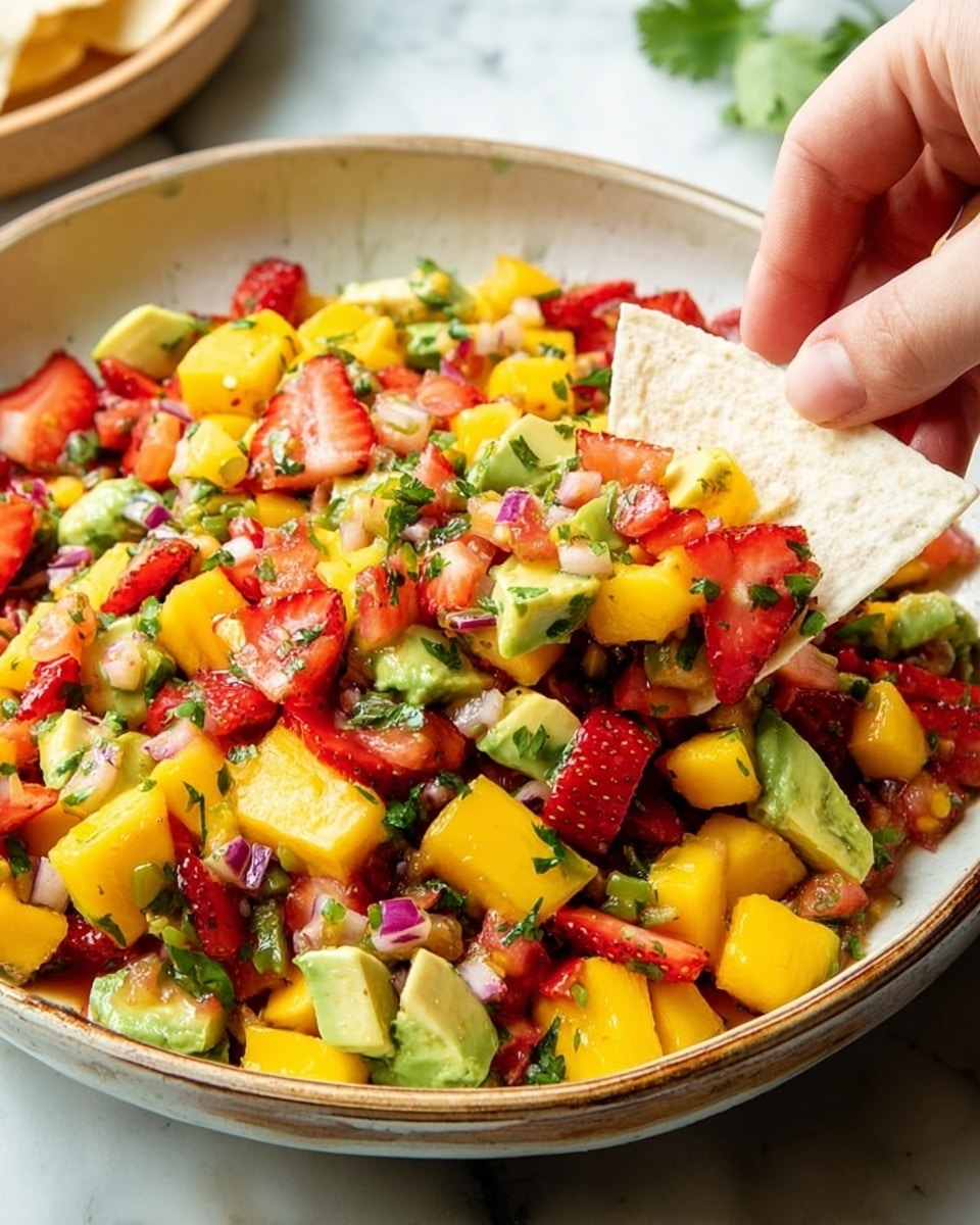 Bright and Fresh Avocado Strawberry Mango Salsa Recipe