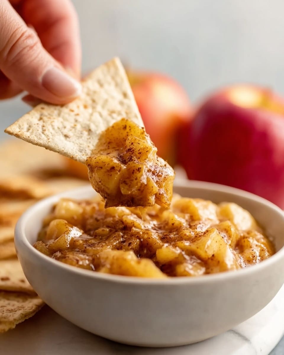 Apple Pie Dip with Cinnamon Sugar Tortilla Chips Recipe