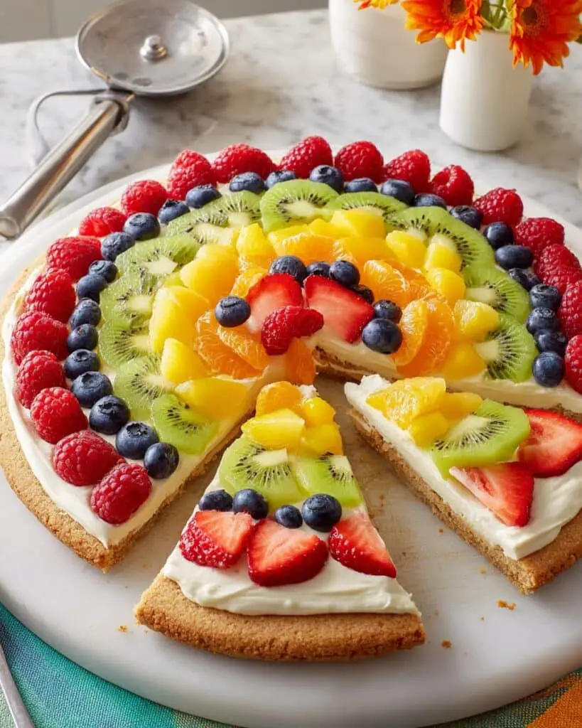 Colorful Fruit Pizza with Cream Cheese Frosting Recipe