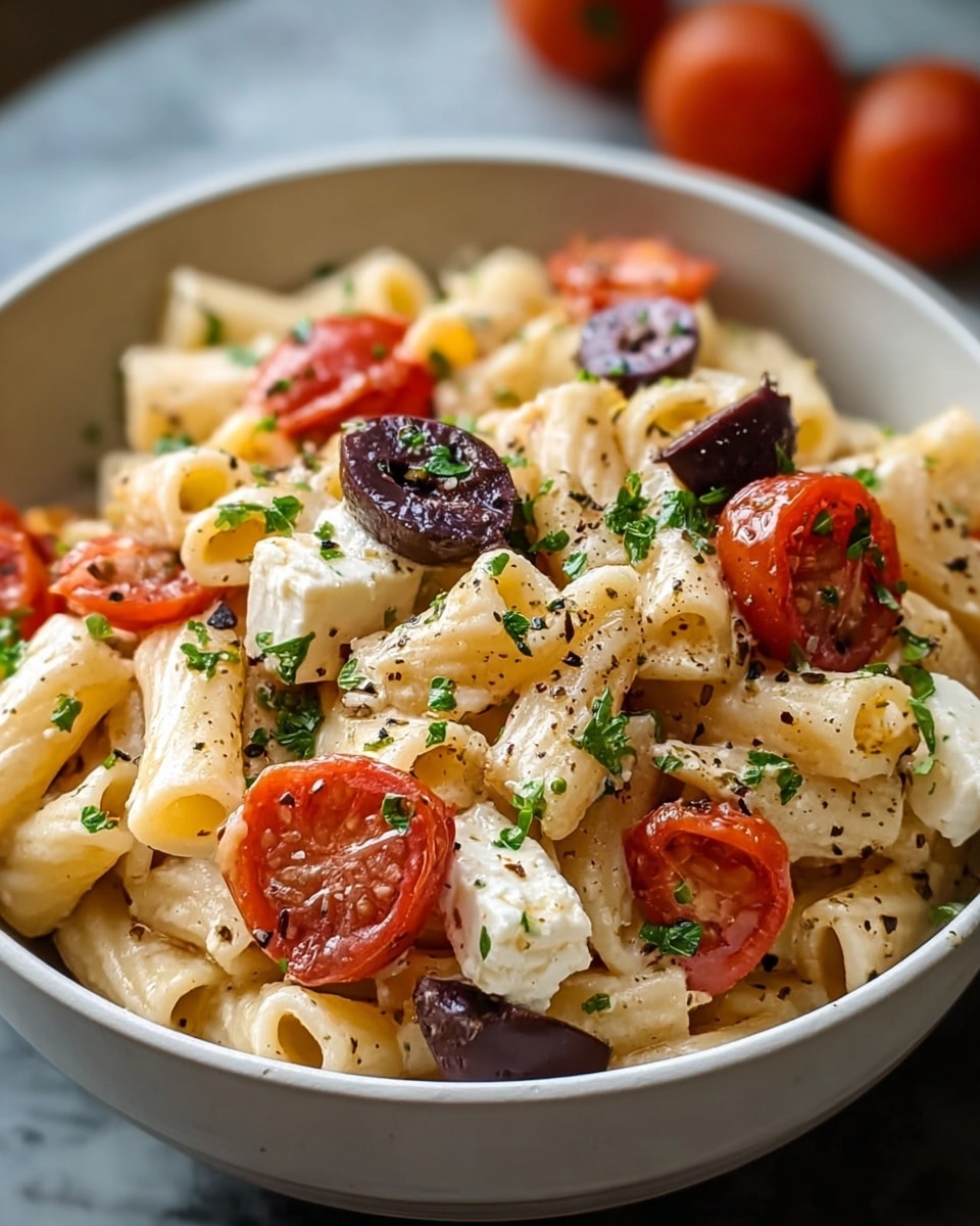 Greek Pasta with Feta and Olives Recipe