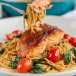 Healthy & Creamy Tuscan Salmon Pasta Recipe