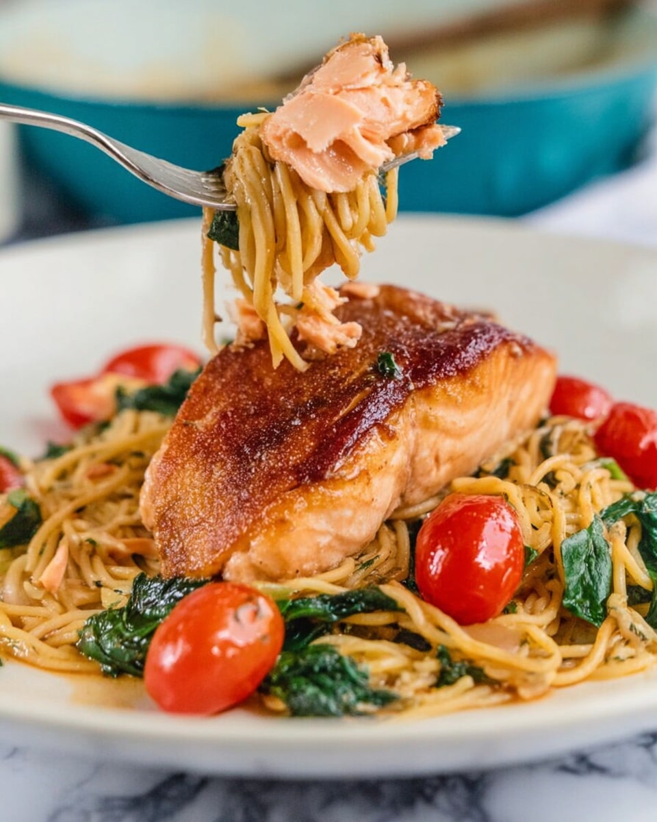 Healthy & Creamy Tuscan Salmon Pasta Recipe