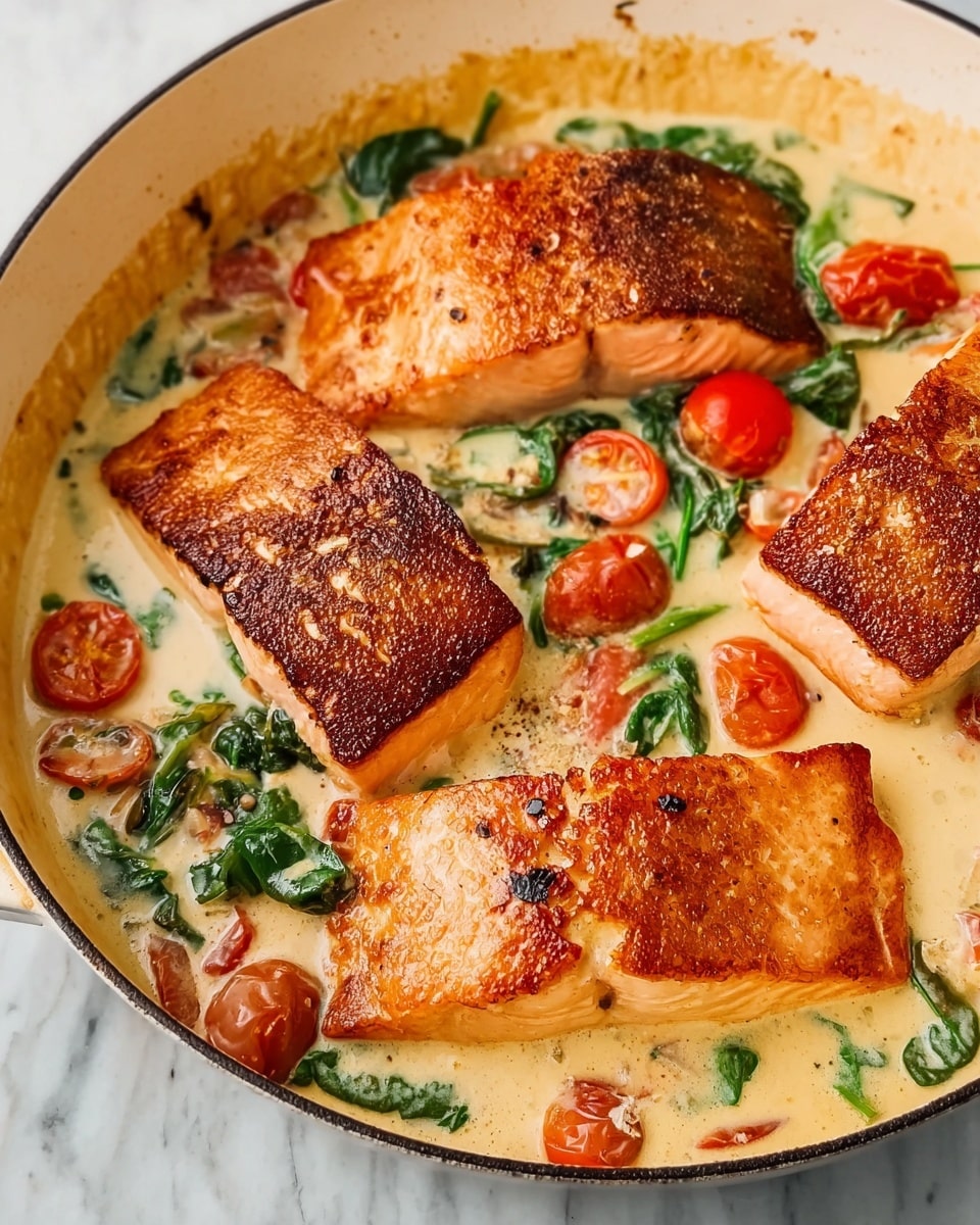 Healthy & Creamy Tuscan Salmon Pasta Recipe