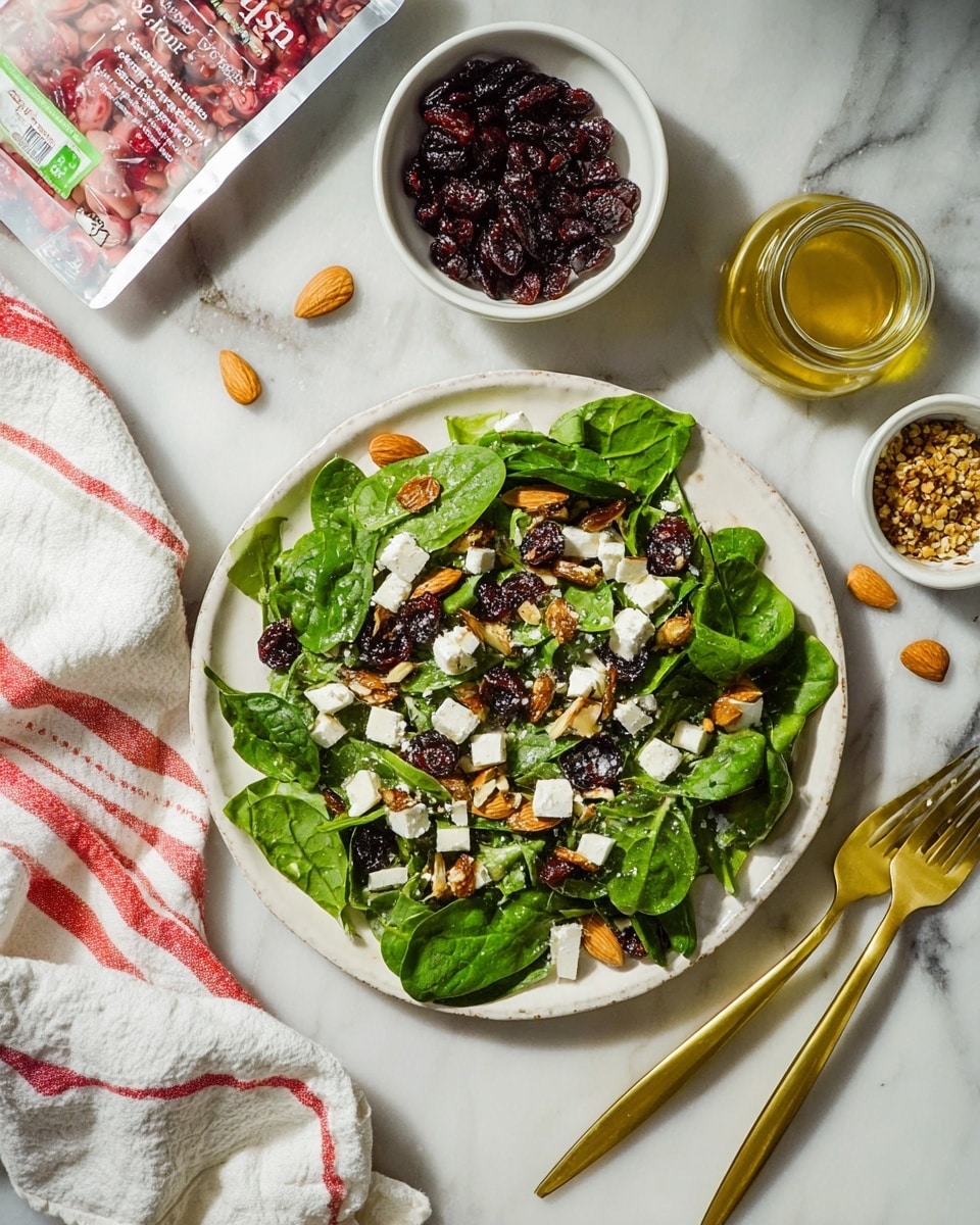 Crunchy Spinach Cranberry Almond Salad Recipe