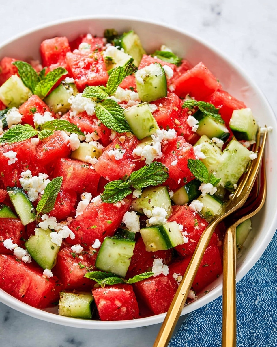 Refreshing Watermelon Salad with Feta and Cucumber Recipe