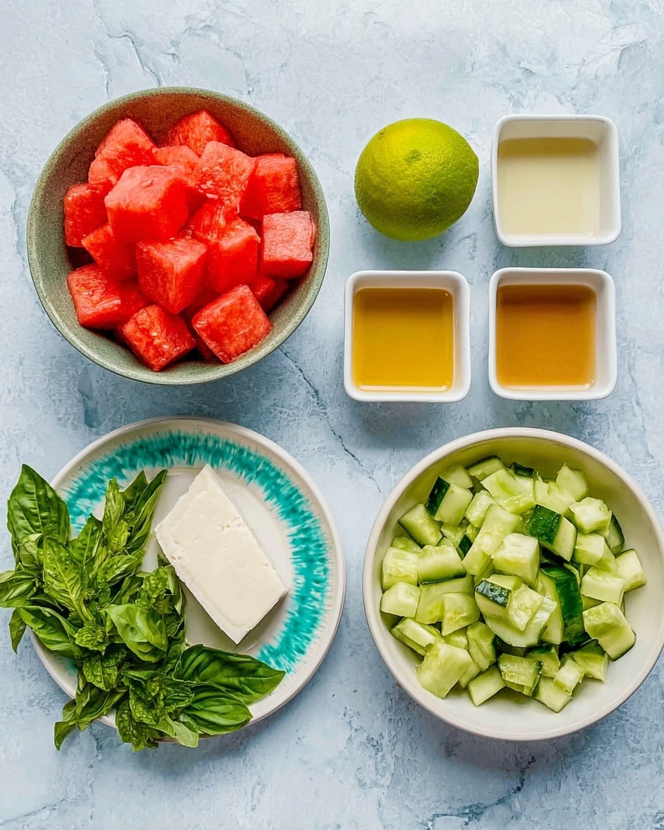 Refreshing Watermelon Salad with Feta and Cucumber Recipe