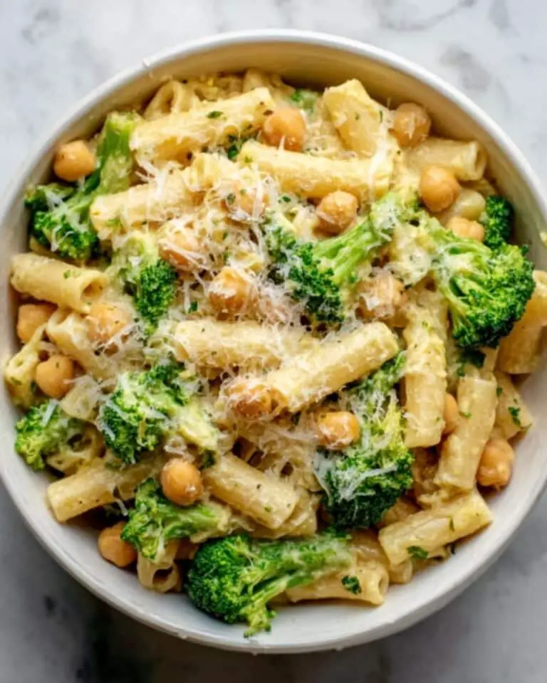 Broccoli Chickpea Pasta with Garlic Olive Oil Recipe