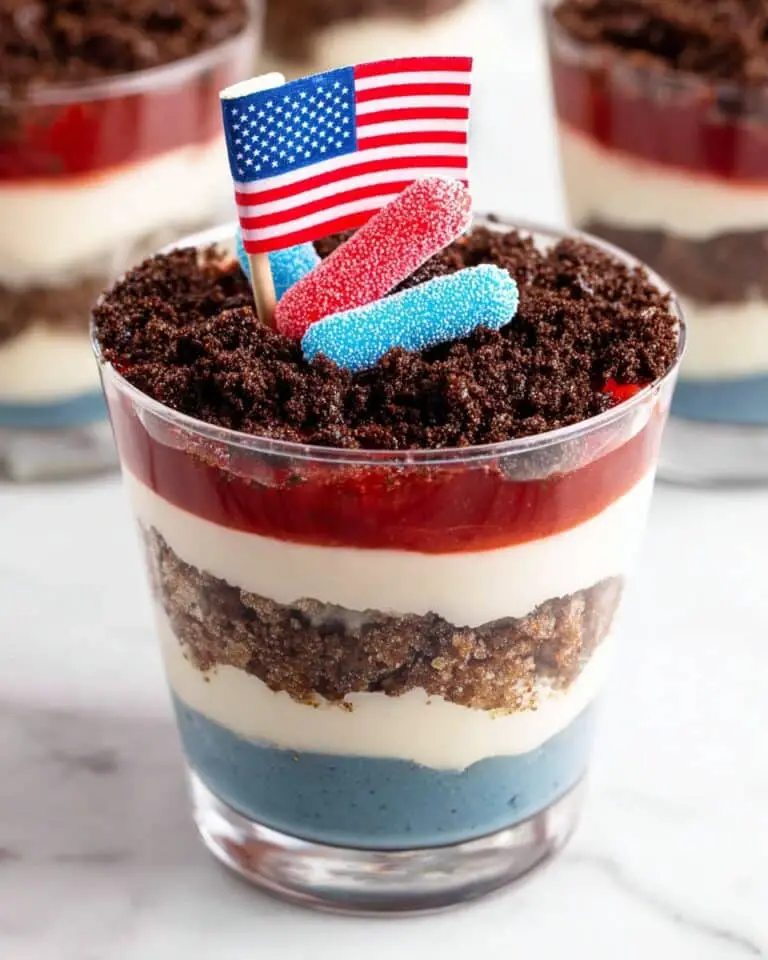 Red, White and Blue Dirt Cups Recipe