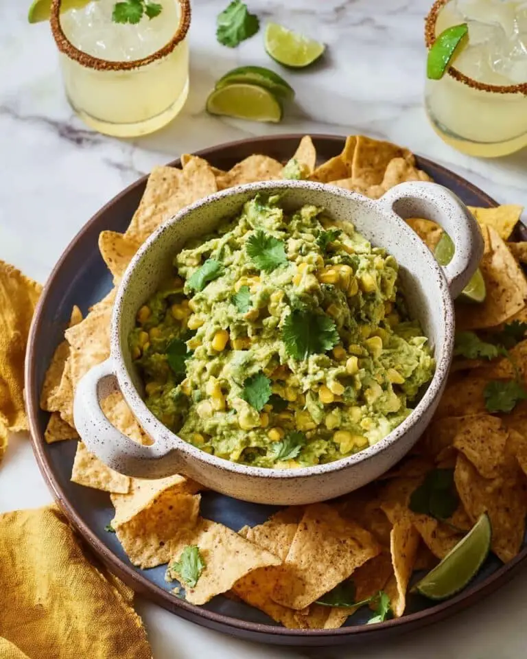 Charred Corn Guacamole with Chile Lime Chips Recipe