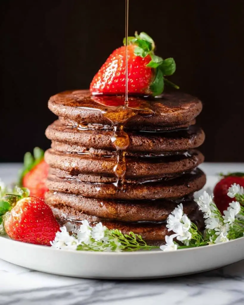 Healthy Chocolate Oat Pancakes with Mini Chocolate Chips Recipe