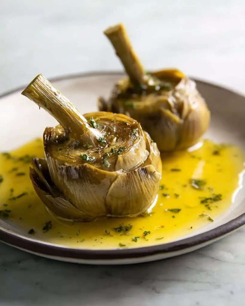 Easy Carciofi alla Romana: Roman Braised Artichoke Hearts in Herbs and White Wine Recipe